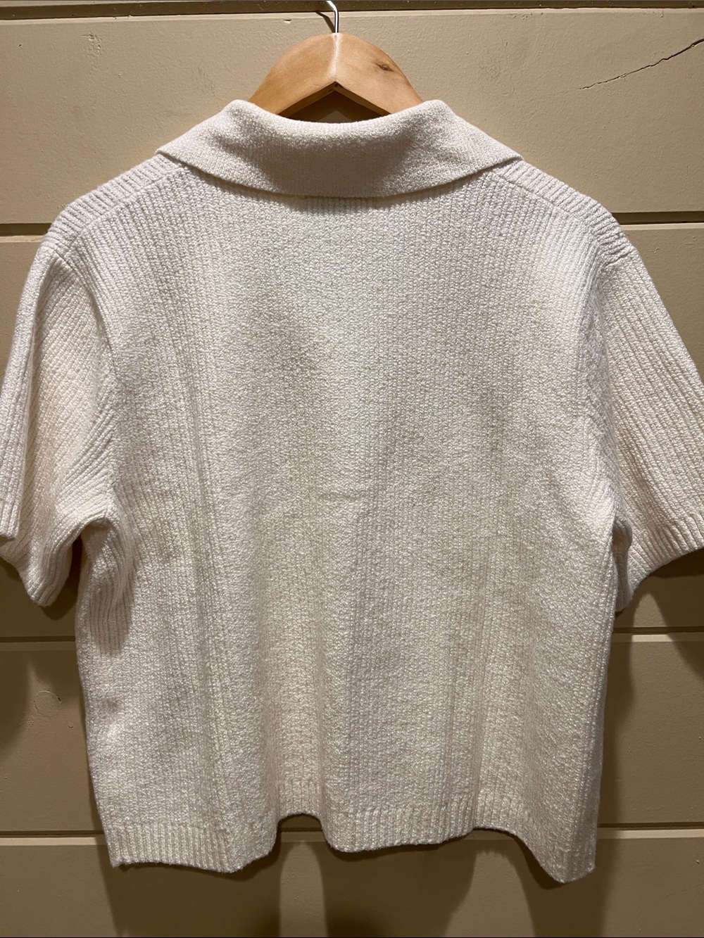 Banana Republic Ivory Short-Sleeve Button Front Knit Shirt - Picture 4 of 4